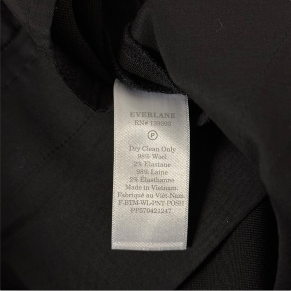 EVERLANE Wool High Waisted Wide Leg Pants Black Sz 6 - Picture 7 of 10
